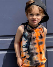 Load image into Gallery viewer, Orange tie dye tank hoodie