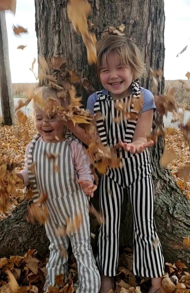 Striped overalls