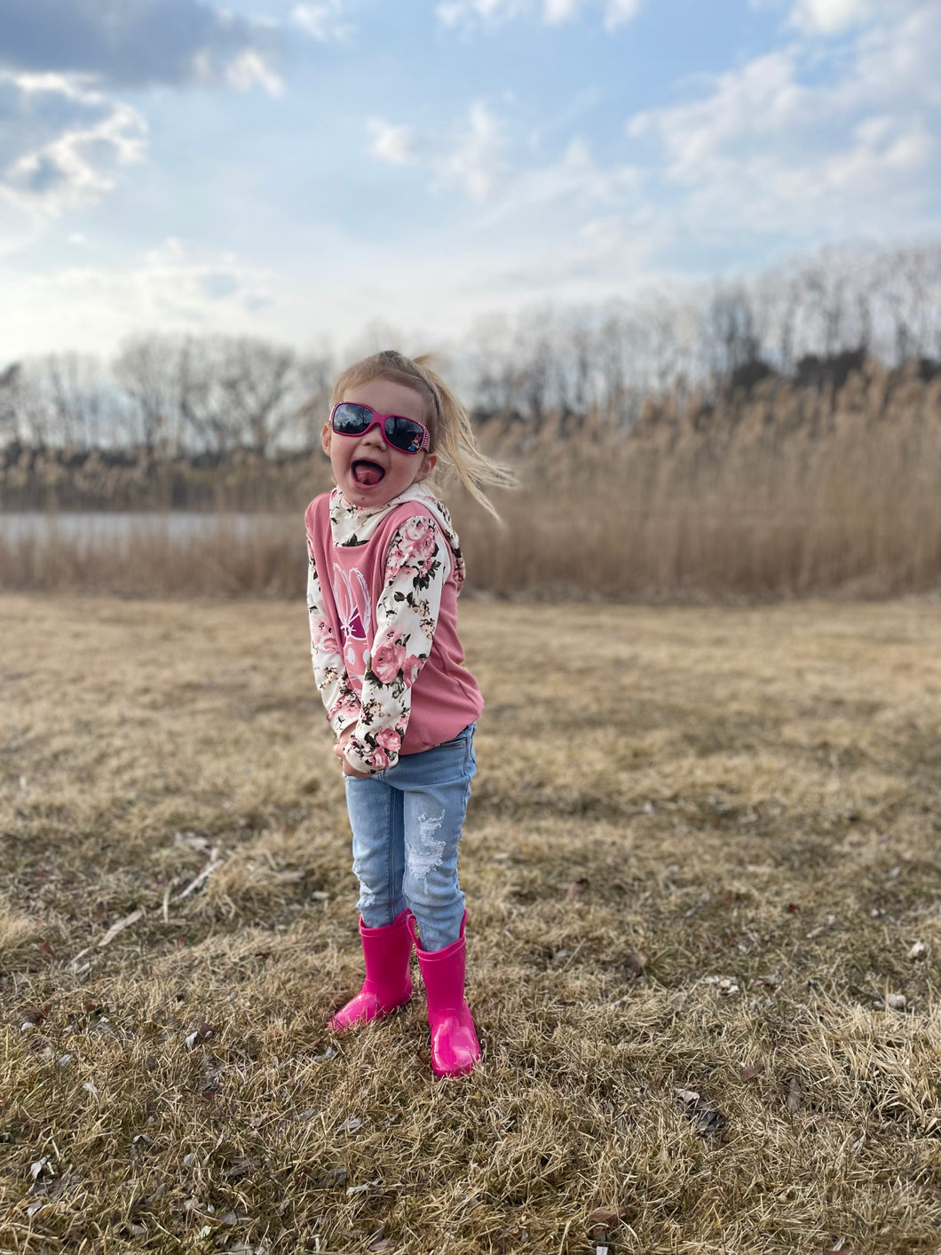 Bow bunny floral hoodie